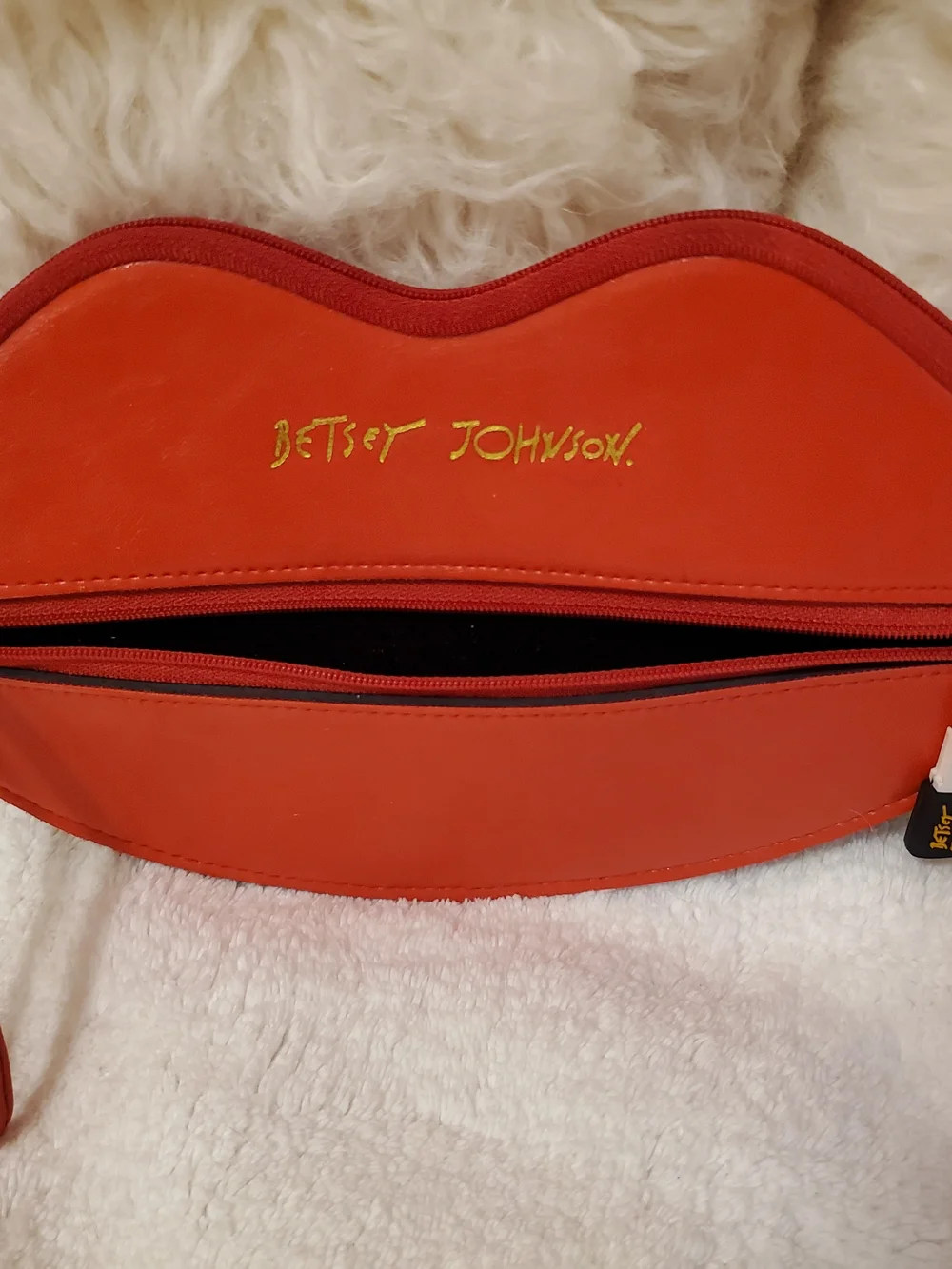 Betsey Johnson Red Lip-Shaped Wristlet Clutch